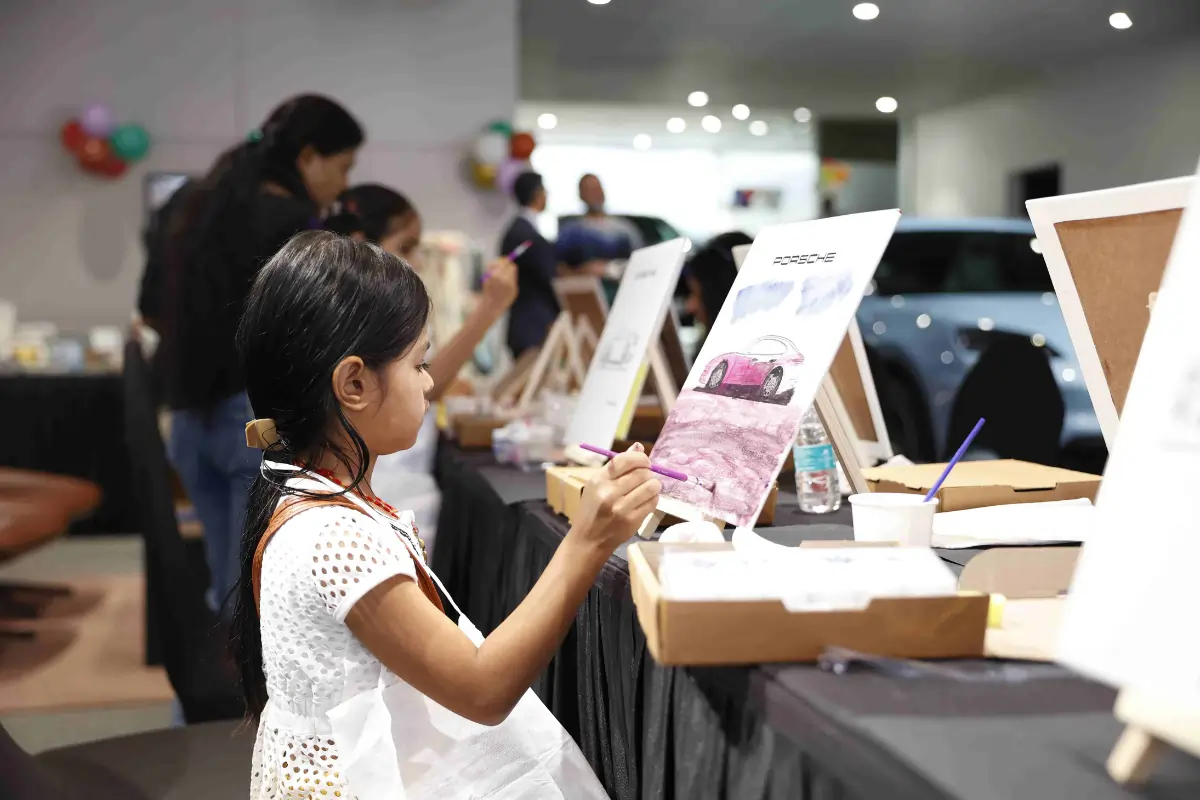 Kids Painting in Porsche Showroom - Porsche Centre Mumbai